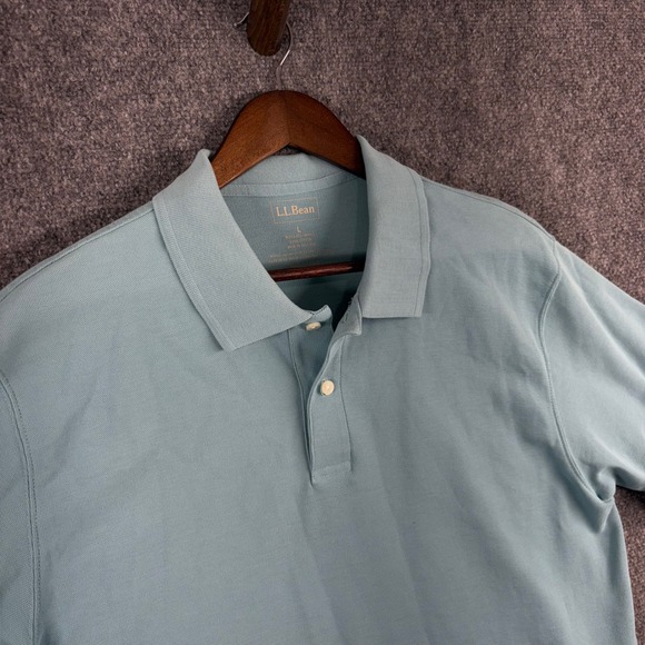 LL Bean Mens Polo Shirt Size L Light Blue Cotton Short Sleeve Casual Top - Picture 1 of 6
